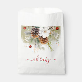 冬のエレガント常緑水色の赤ちゃんシャワー フェイバーバッグ