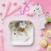 冬のエレガント常緑水色の赤ちゃんシャワー ペーパープレート (パーティー)