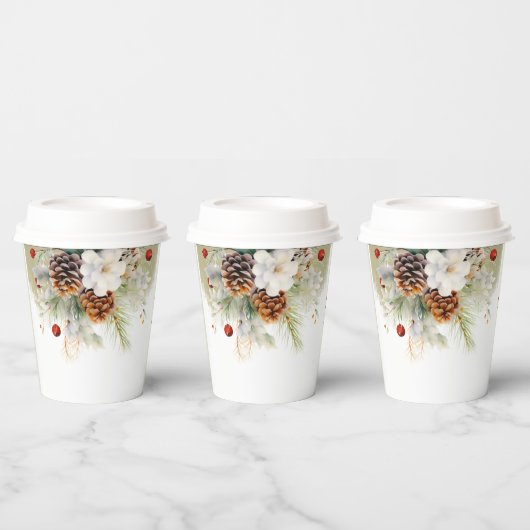 冬のエレガント常緑水色ベビーシャワーPa 紙コップ (複数)