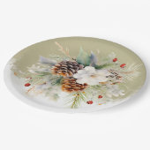 冬のエレガント常緑赤ちゃんシャワーパーティー ペーパープレート (アングル)