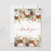 冬のエレガント常緑赤ちゃんシャワー水色 サンキューカード (正面)