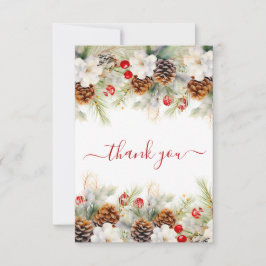 冬のエレガント常緑赤ちゃんシャワー水色 サンキューカード