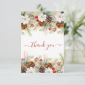 冬のエレガント常緑赤ちゃんシャワー水色 サンキューカード (スタンド正面)