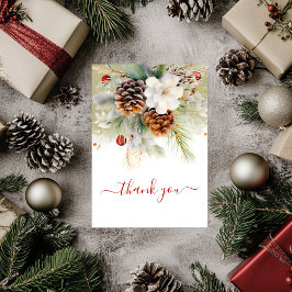 冬のエレガント常緑赤ちゃんシャワー水色 サンキューカード