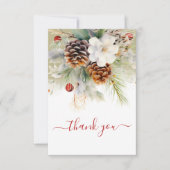 冬のエレガント常緑赤ちゃんシャワー水色 サンキューカード (正面)