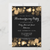 冬のエレガント引っ越し祝いパーティーパーティー金ゴールド 招待状 (正面)