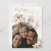 冬のエレガント果実と花模様のクリスマス シーズンカード (正面)