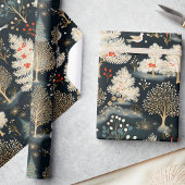 冬のエレガント森のクリスマス ラッピングペーパー