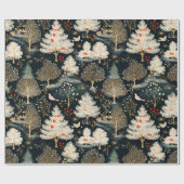 冬のエレガント森のクリスマス ラッピングペーパー (フラット)