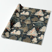 冬のエレガント森のクリスマス ラッピングペーパー (アンロールド)