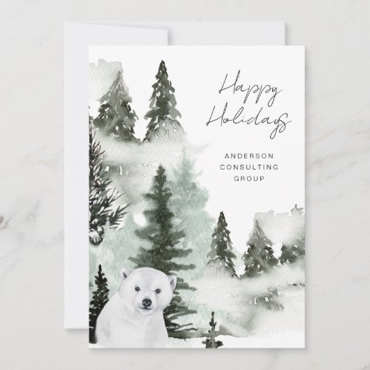 冬のエレガント森の平和と喜びのビジネス シーズンカード (正面)