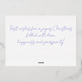 冬のエレガント森の水の色のクリスマス 箔シーズンカード (裏面)