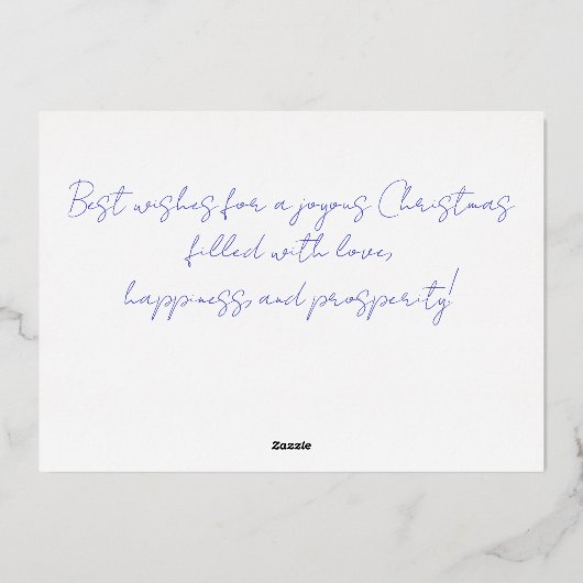 冬のエレガント森の水の色のクリスマス 箔シーズンカード (裏面)