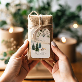 冬のエレガント森の赤ちゃんシャワー ギフトタグ