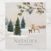 冬のエレガント森の赤ちゃんシャワー ワインラベル (シングルラベル)