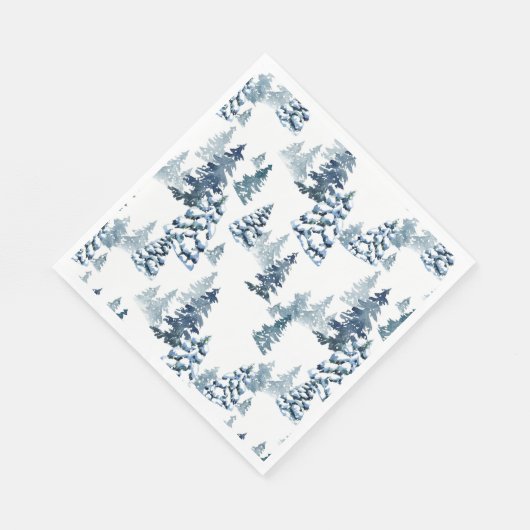 冬のエレガント森の雪のモミの森クリスマス スタンダードランチョンナプキン (角)