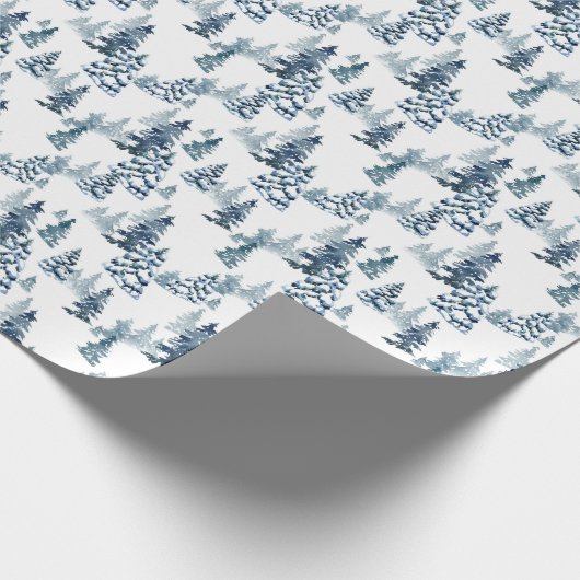 冬のエレガント森の雪のモミの森クリスマス ラッピングペーパー (角)