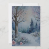 冬のエレガント森ほこりっぽいブルードレスキンセアニラ 招待状 (裏面)