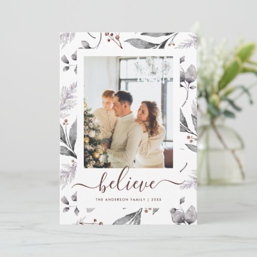 冬のエレガント植物写真のクリ信じスマス シーズンカード (スタンド正面)