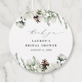 冬のエレガント水の色ありがとうブライダルシャワー フェイバータグ