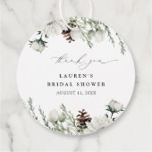 冬のエレガント水の色ありがとうブライダルシャワー フェイバータグ (裏面)