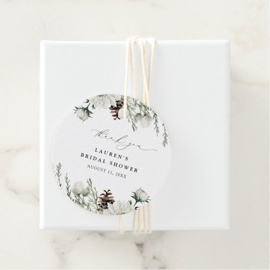 冬のエレガント水の色ありがとうブライダルシャワー フェイバータグ (インサイチュ)