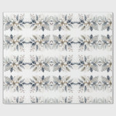 冬のエレガント水の色のフローラクリスマス ラッピングペーパー (フラット)