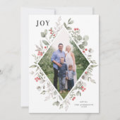 冬のエレガント水の色の緑の白い写真 シーズンカード (正面)