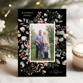 冬のエレガント水の色の緑の黒写真 シーズンカード