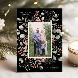 冬のエレガント水の色の緑の黒写真 シーズンカード