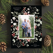 冬のエレガント水の色の緑の黒写真 シーズンカード