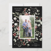 冬のエレガント水の色の緑の黒写真 シーズンカード (正面)