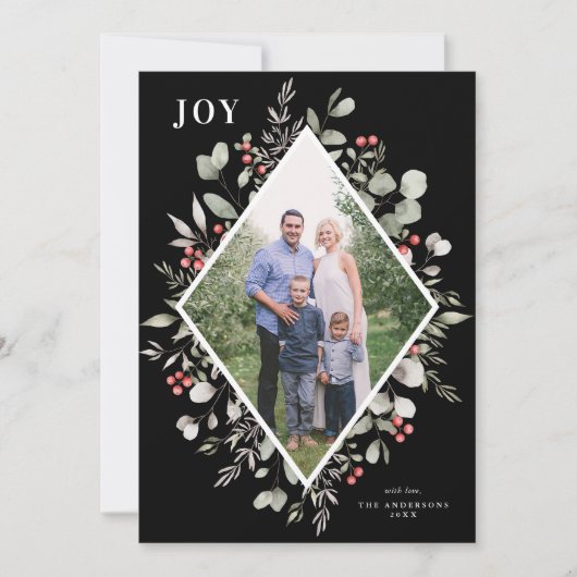 冬のエレガント水の色の緑の黒写真 シーズンカード (正面)