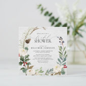 冬のエレガント水の色の緑ブライダルシャワー 招待状 (スタンド正面)