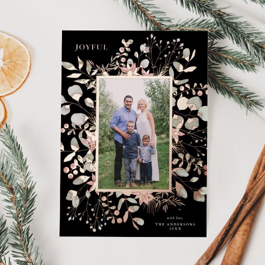 冬のエレガント水の色の緑色写真 箔シーズンカード