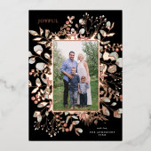 冬のエレガント水の色の緑色写真 箔シーズンカード (正面)