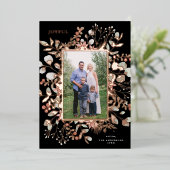 冬のエレガント水の色の緑色写真 箔シーズンカード (立ち正面)