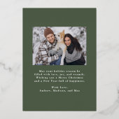 冬のエレガント紅葉の緑2枚の写真 箔シーズンカード (裏面)