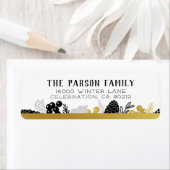 冬のエレガント紅葉クリスマス ラベル (インサイチュ)