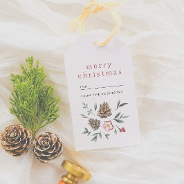 冬のエレガント紅葉メリークリスマス ギフトタグ