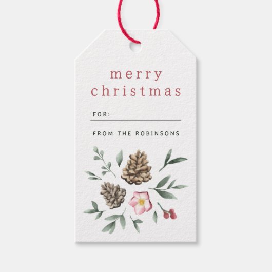 冬のエレガント紅葉メリークリスマス ギフトタグ (正面)