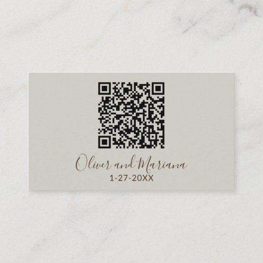 冬のエレガント結婚式のウェブサイトQRコード エンクロージャーカード (裏面)