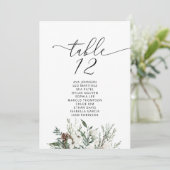 冬のエレガント結婚式のテーブルの座席表カード 招待状 (スタンド正面)