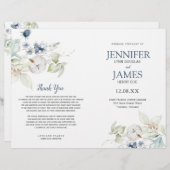 冬のエレガント結婚式のテーマ結婚式 プログラム (正面/裏面)