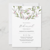 冬のエレガント結婚式のリハーサル 招待状 (正面)