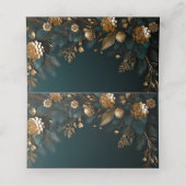 冬のエレガント結婚式ハンターグリーン金ゴールド プレイスカード (内部開封)