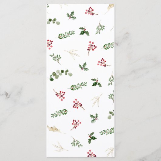 冬のエレガント結婚式メニューまたはクリスマスメニュー メニュー (裏面)