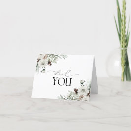 冬のエレガント緑ありがとうシャワーカード サンキューカード