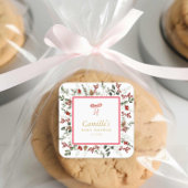 冬のエレガント緑とホリー赤ちゃんシャワー スクエアシール