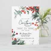 冬のエレガント緑のクリスマスパーティの招待状 招待状 (スタンド正面)